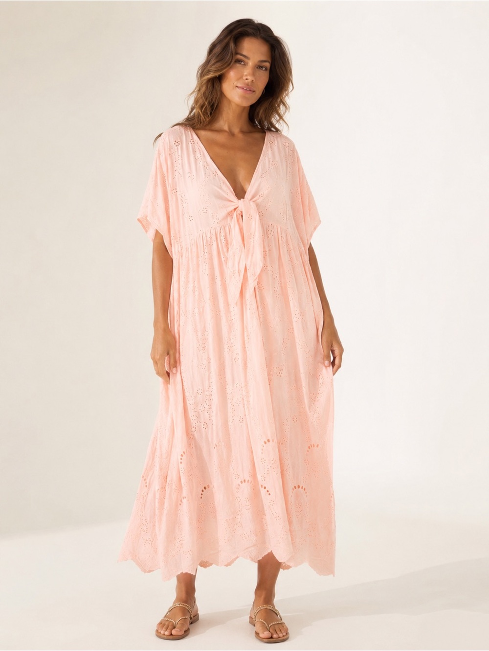 Young Fabulous & Broke Eyelet Kaftan Coverup Dress Size M NWT Blush Pink